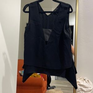 BCBGMaxAzria Black Layered V-Neck Sleeveless Top